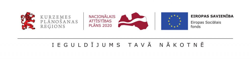 Eiropas sociāla'fonda, Nacionālā attīstības plāna un Kurzemes plānošanas reģiona logo ansamblis