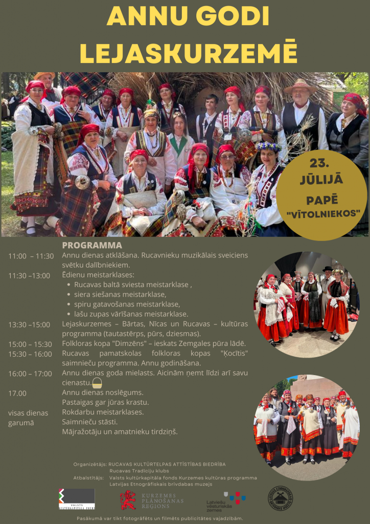 Informatīvs attēls -plakāts ar pasākuma "Annas godi Lejaskurzemē" programmu.